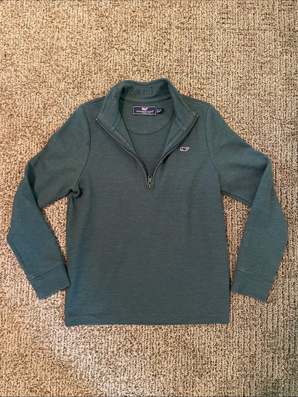 Vineyard Vines Kids Forest Green Quarter-Zip Pullover